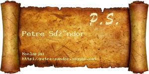 Petre Sándor névjegykártya