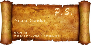 Petre Sándor névjegykártya