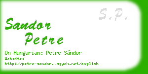 sandor petre business card